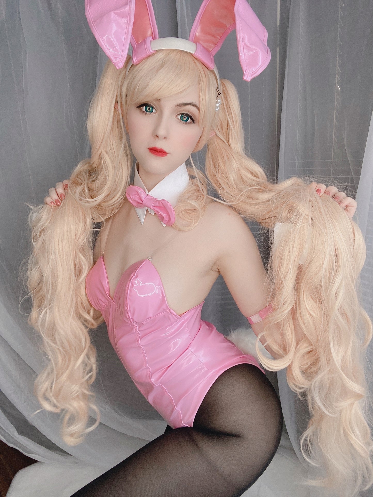 Pink Bunny girl selfies